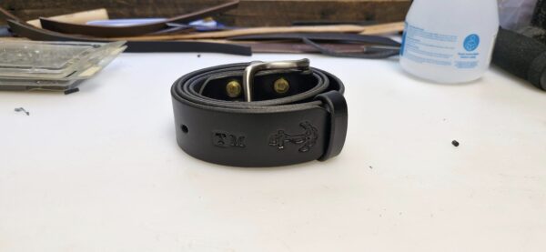 Custom Handcrafted Black Leather Belt - Image 5